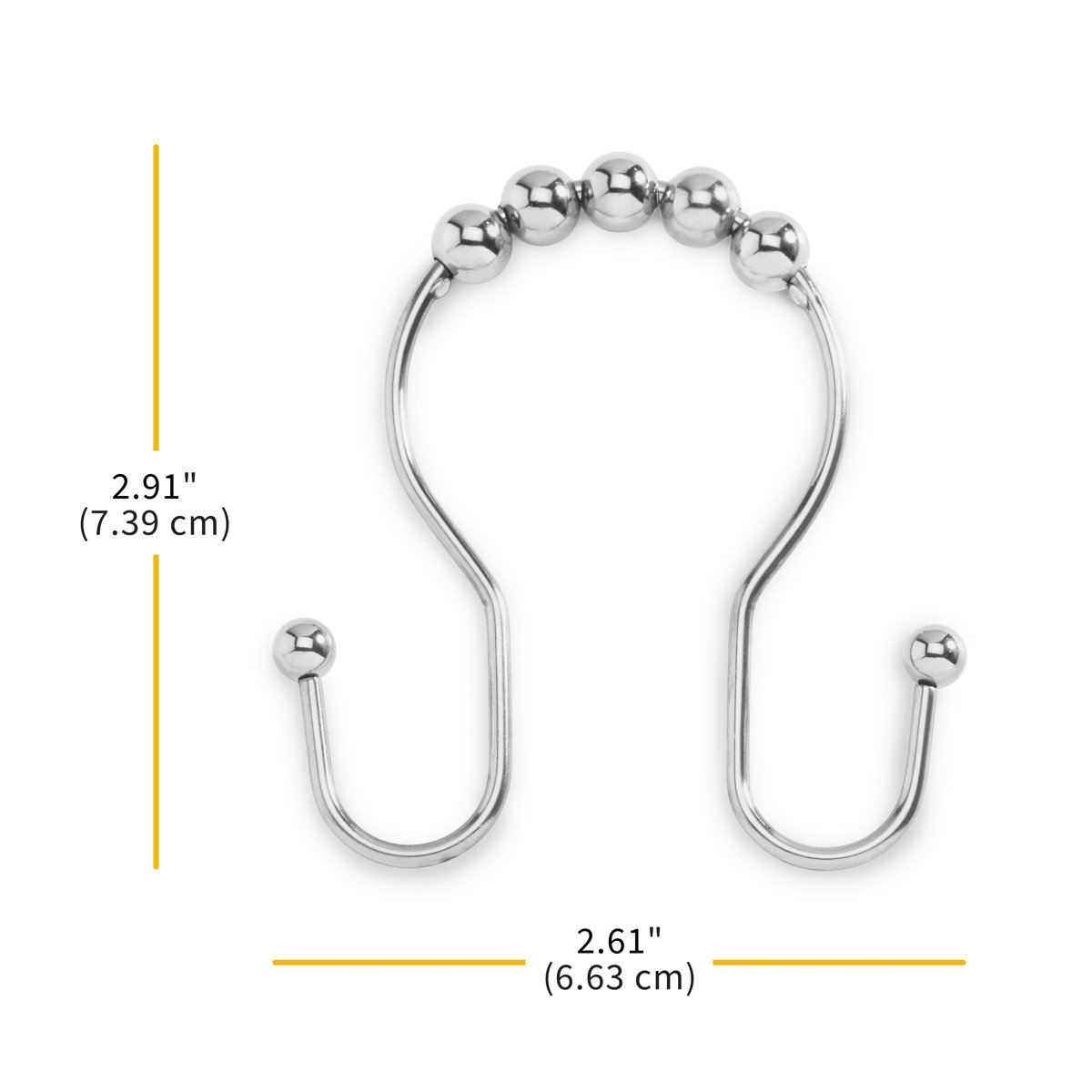 Whitmor Rust Proof Stainless Steel Double Side Shower Hooks, Set of 12 (Set of 121)